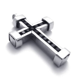 Colgante De Cruz De Titanio Con Circonitas Negras