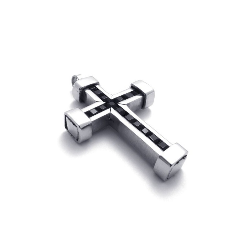 Colgante De Cruz De Titanio Con Circonitas Negras