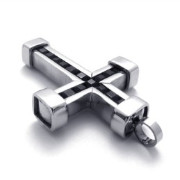 Colgante De Cruz De Titanio Con Circonitas Negras