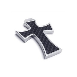 Collar Con Colgante De Cruz De Titanio Puro Y Plata Negra Para Hombre