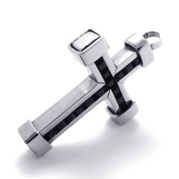 Colgante De Cruz De Titanio Con Circonitas Negras