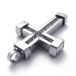 Colgante De Cruz De Titanio Con Circonitas Blancas