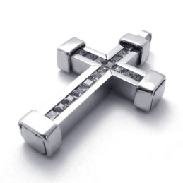 Colgante De Cruz De Titanio Con Circonitas Blancas