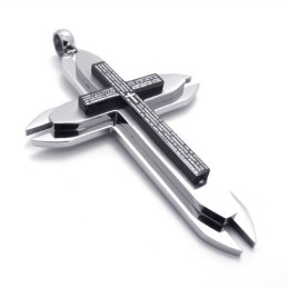Colgante De Cruz De Titanio De Tres Capas