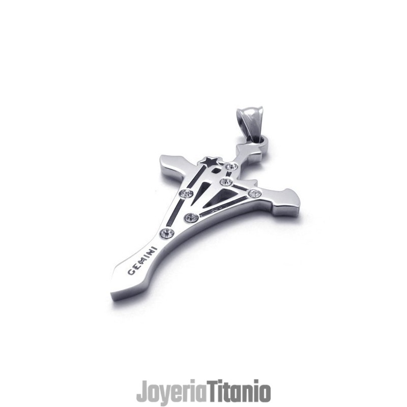 Colgante De Titanio Géminis Con Diamantes De Imitación
