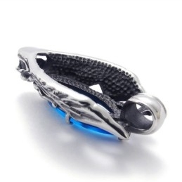 Colgante De Titanio Con Cabeza De Dragón Y Circón Azul