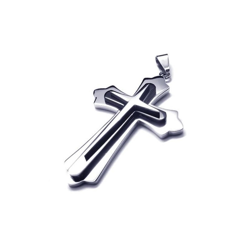 Collar Con Colgante De Cruz De Titanio Puro Y Plata Negra Para Hombre Collar Con Colgante De Cruz De Titanio Puro Y Plata Negra Para Hombre