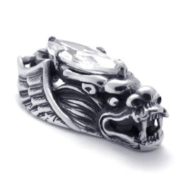 Colgante De Titanio Con Cabeza De Dragón Y Circón
