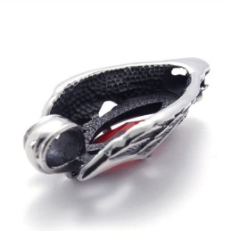 Colgante De Titanio Con Cabeza De Dragón Y Circonita Roja