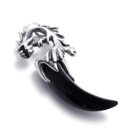 Colgante De Diente De Lobo Negro De Titanio