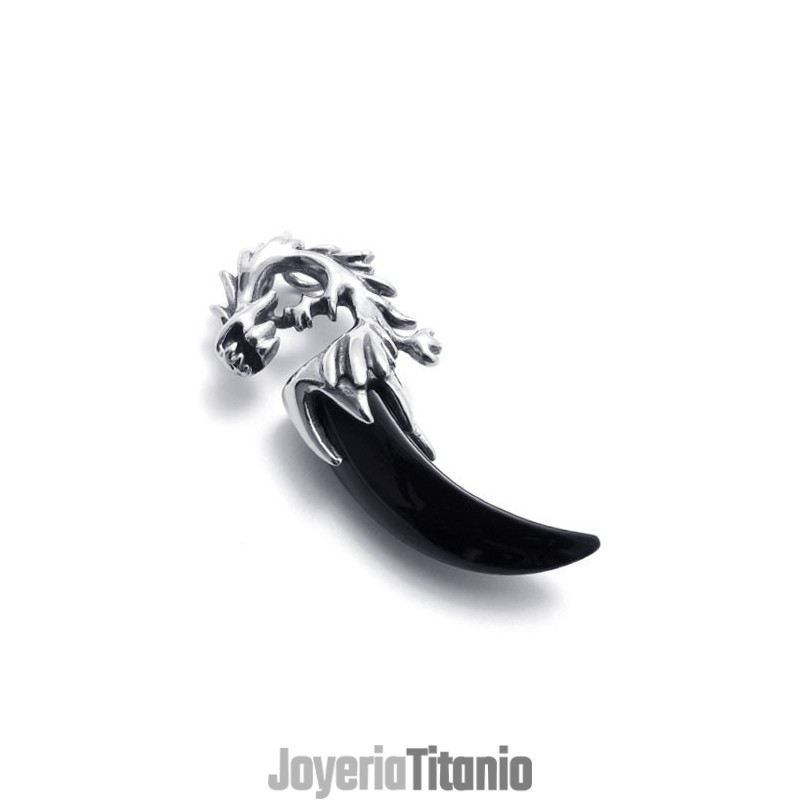 Colgante De Diente De Lobo Negro De Titanio Colgante De Diente De Lobo Negro De Titanio