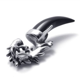 Colgante De Diente De Lobo Negro De Titanio