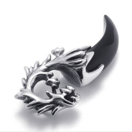 Colgante De Diente De Lobo Negro De Titanio