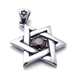 Colgante De Titanio Con Circonita Roja Y Estrella De La Suerte