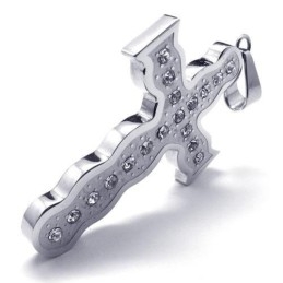 Collar Con Colgante De Cruz De Titanio Puro Y Plata Para Hombre (Nuevo)