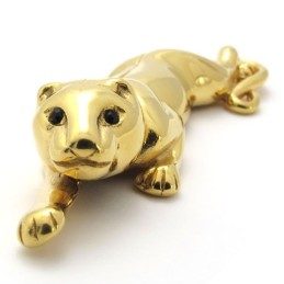 Colgante De León De Titanio Dorado Con Circonitas