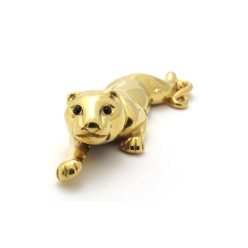 Colgante De León De Titanio Dorado Con Circonitas