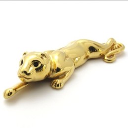Colgante De León De Titanio Dorado Con Circonitas