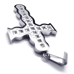 Collar Con Colgante De Cruz De Titanio Puro Y Plata Para Hombre (Nuevo)