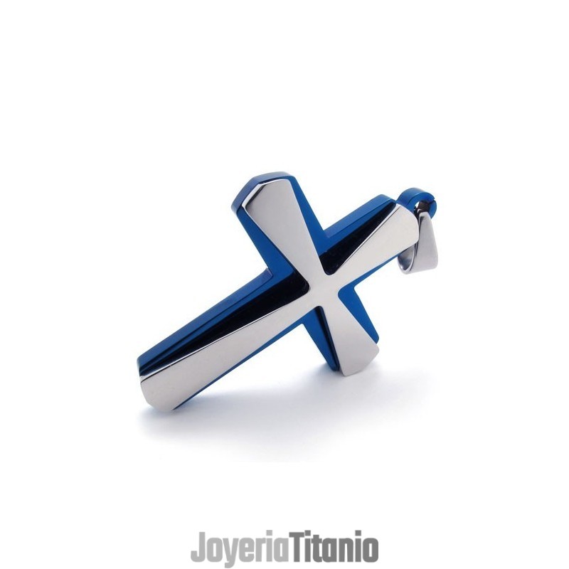 Colgante De Cruz Azul Y Titanio Colgante De Cruz Azul Y Titanio