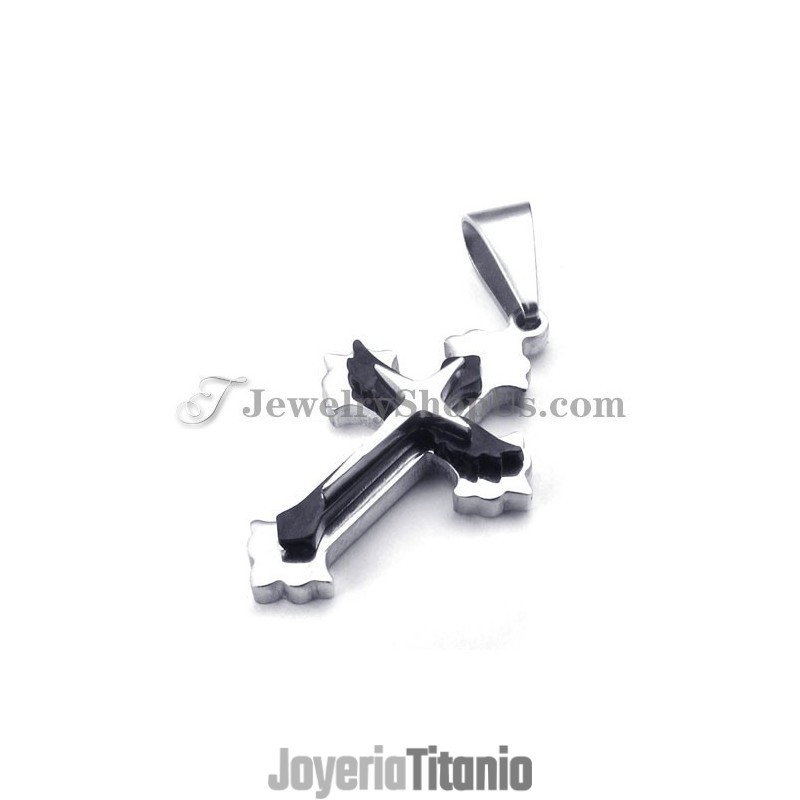 Colgante De Cruz De Titanio Negro De Moda Para Mujer