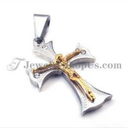 Colgante De Cruz De Jesús De Titanio Dorado Para Mujer