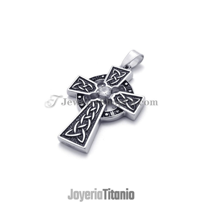 Hermoso Colgante De Cruz De Titanio Con Circón