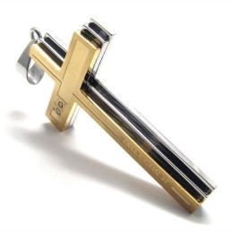Colgante De Collar Con Cruz De Titanio Puro Dorado Y Plateado