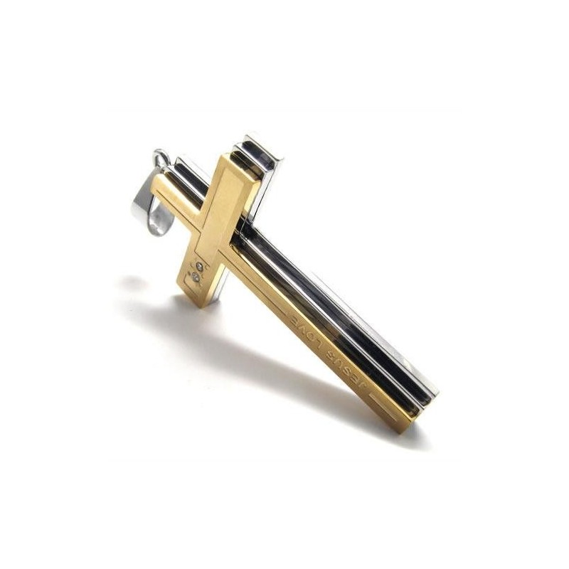 Colgante De Collar Con Cruz De Titanio Puro Dorado Y Plateado Colgante De Collar Con Cruz De Titanio Puro Dorado Y Plateado