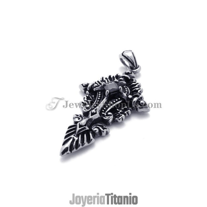 Colgante De Titanio De Moda Con Circonita Negra