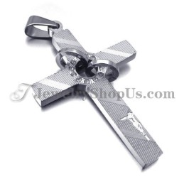 Colgante De Cruz De Titanio Con Círculos De Diamantes De Imitación