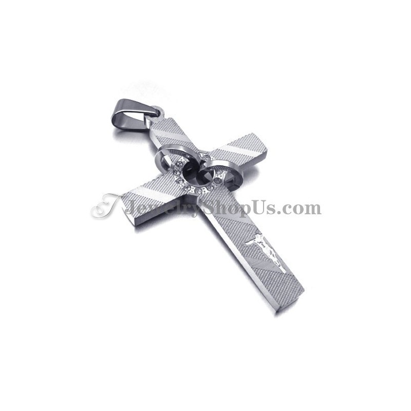 Colgante De Cruz De Titanio Con Círculos De Diamantes De Imitación Colgante De Cruz De Titanio Con Círculos De Diamantes De Imitación