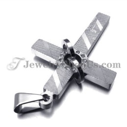 Colgante De Cruz De Titanio Con Círculos De Diamantes De Imitación