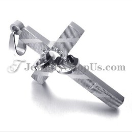 Colgante De Cruz De Titanio Con Círculos De Diamantes De Imitación