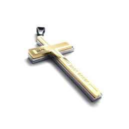 Colgante De Collar Con Cruz De Titanio Puro Dorado Y Plateado