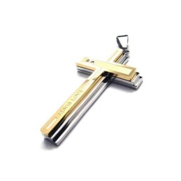 Colgante De Collar Con Cruz De Titanio Puro Dorado Y Plateado