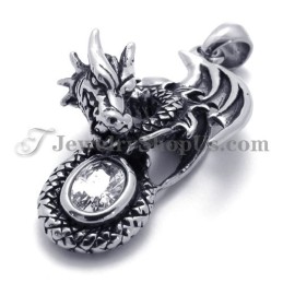 Colgante De Titanio Con Dragón Y Circón