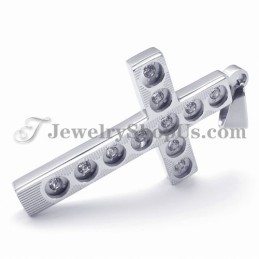 Elegante Colgante De Cruz De Titanio Con Diamantes De Imitación