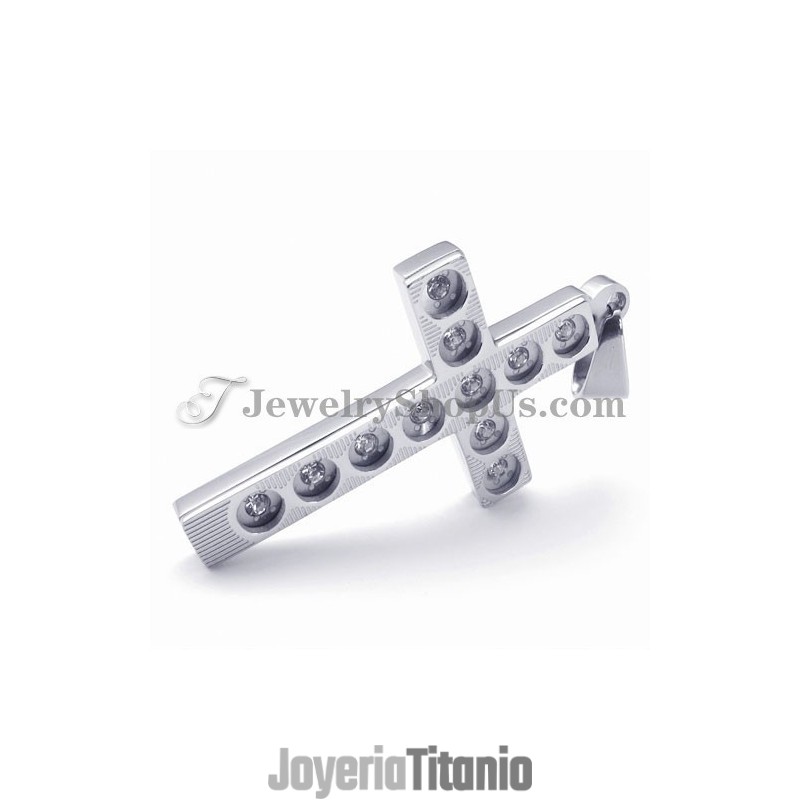 Elegante Colgante De Cruz De Titanio Con Diamantes De Imitación Elegante Colgante De Cruz De Titanio Con Diamantes De Imitación