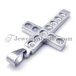 Elegante Colgante De Cruz De Titanio Con Diamantes De Imitación