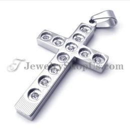 Elegante Colgante De Cruz De Titanio Con Diamantes De Imitación
