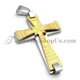 Elegante Colgante De Cruz De Titanio Dorado