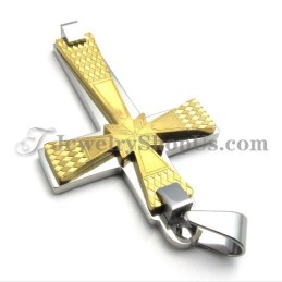 Elegante Colgante De Cruz De Titanio Dorado