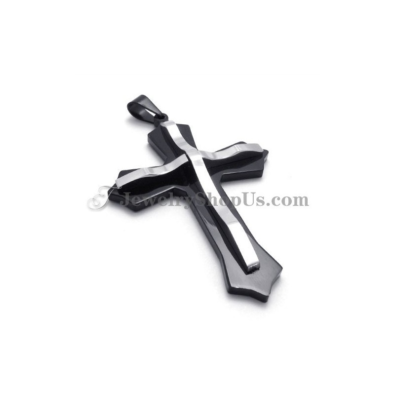 Colgante De Cruz De Titanio Negro De Moda