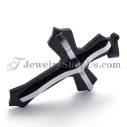 Colgante De Cruz De Titanio Negro De Moda