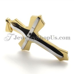 Colgante De Cruz De Titanio Y Oro De Moda