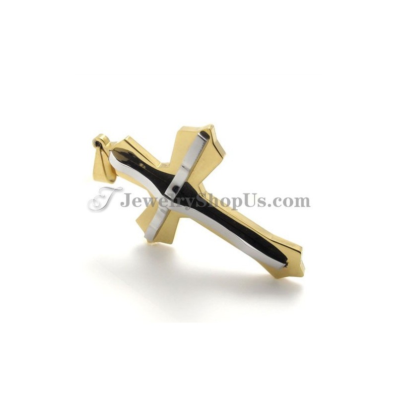 Colgante De Cruz De Titanio Y Oro De Moda Colgante De Cruz De Titanio Y Oro De Moda