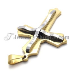 Colgante De Cruz De Titanio Y Oro De Moda