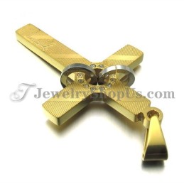 Colgante De Titanio Dorado Con Cruz Y Círculos De Diamantes De Imitación