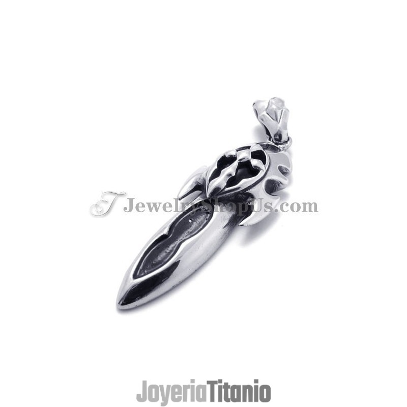 Colgante De Titanio Con Circonita Negra De Moda